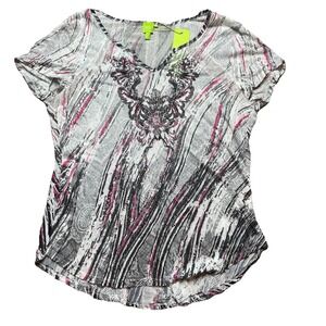 NWT Adam Jacobs Women's XL Print Graphic Top Y2K 90s Retro Festival Indie